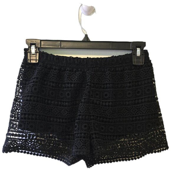 Lot of 2 Womens Lace Shorts Beige Black Knit Lined Stretch Girly Cute Sz S - Picture 8 of 11